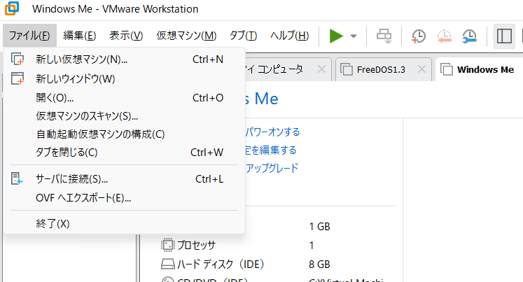 VMware Export Screen